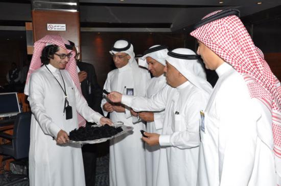 SAIB Eid greeting party , from right to left : Naif Al-Bloshi , Zakaria Al Marhoon , Eyad Abdul-Baqi