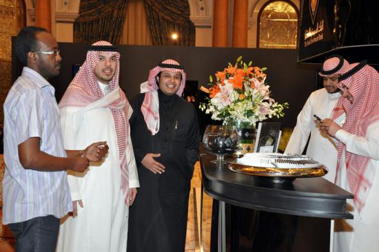 The main entrance to the World Luxury exhibition in Ritz Carlton Hotel sponsored by / The Saudi Investment Bank