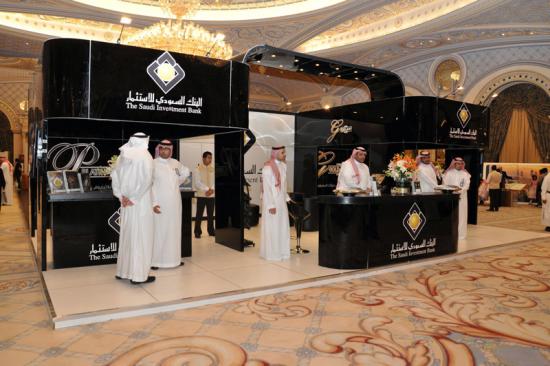 The main entrance to the World Luxury exhibition in Ritz Carlton Hotel sponsored by / The Saudi Investment Bank